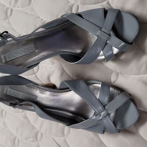 Grey leather upper heels
